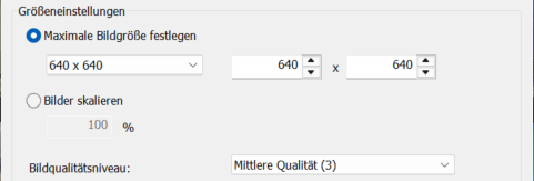 Grösseneinstellungen