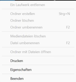 Kontextmenü Datei geöffnet
